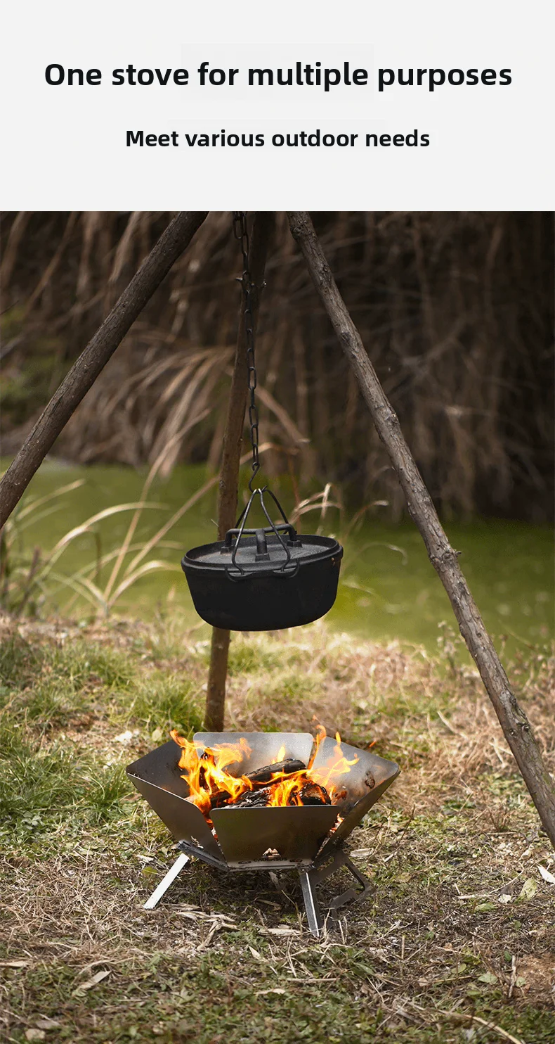 Camping Brazier Folding Bonfire Stove Portable Firewood Burner Campfire Furnace Outdoor Fire Wood Stove Winter Heater Equipment