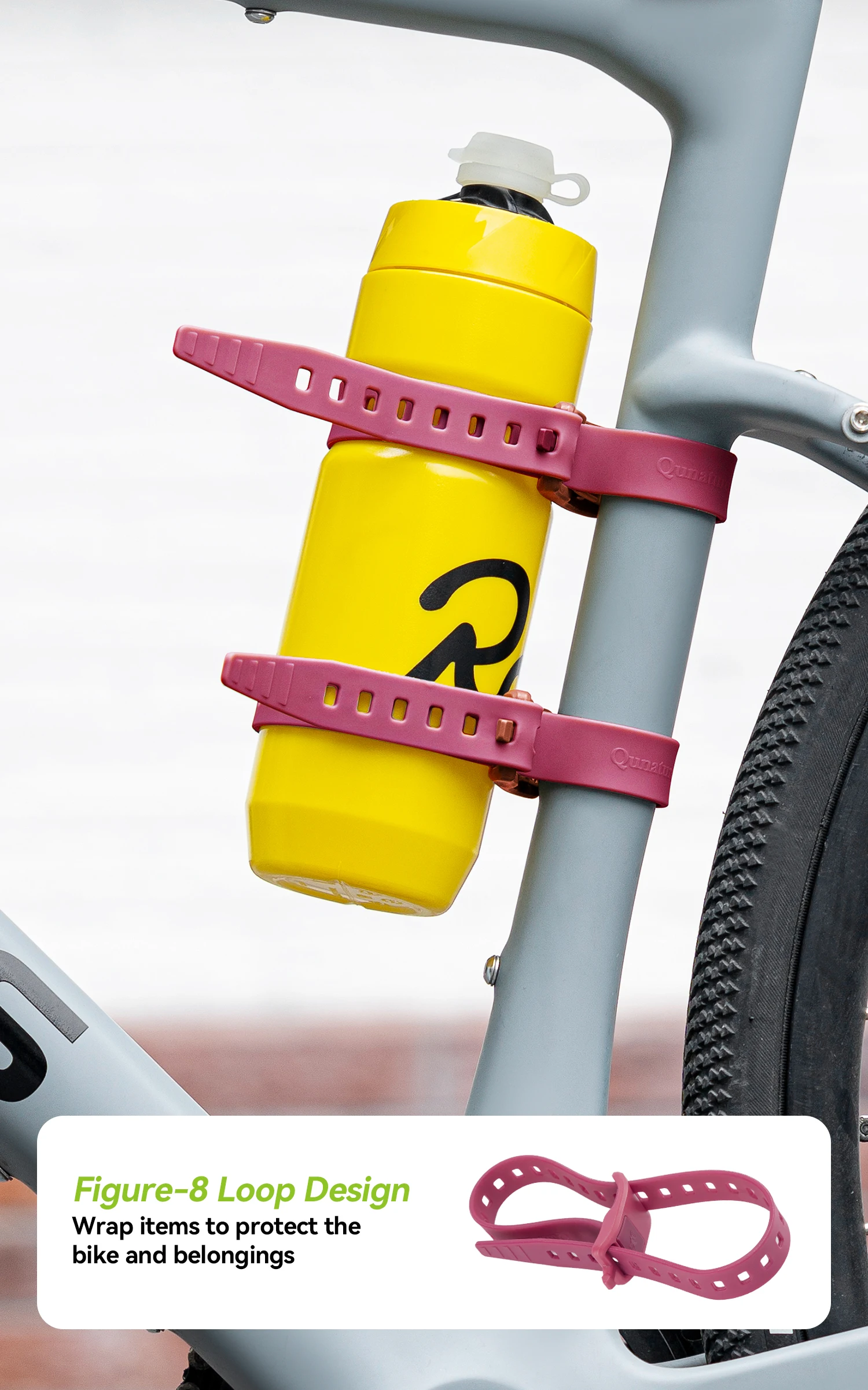 Qunature 4Pcs/set TPU Cable Tie Multifunctional Outdoor Cycling Tie-down Strap Wrap-around Design Resistant High Strength Strap