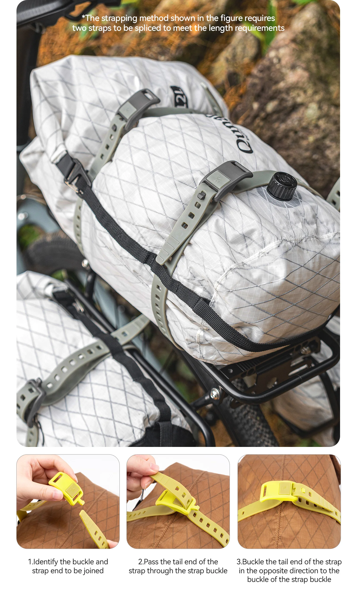 Qunature 4Pcs/set TPU Cable Tie Multifunctional Outdoor Cycling Tie-down Strap Wrap-around Design Resistant High Strength Strap