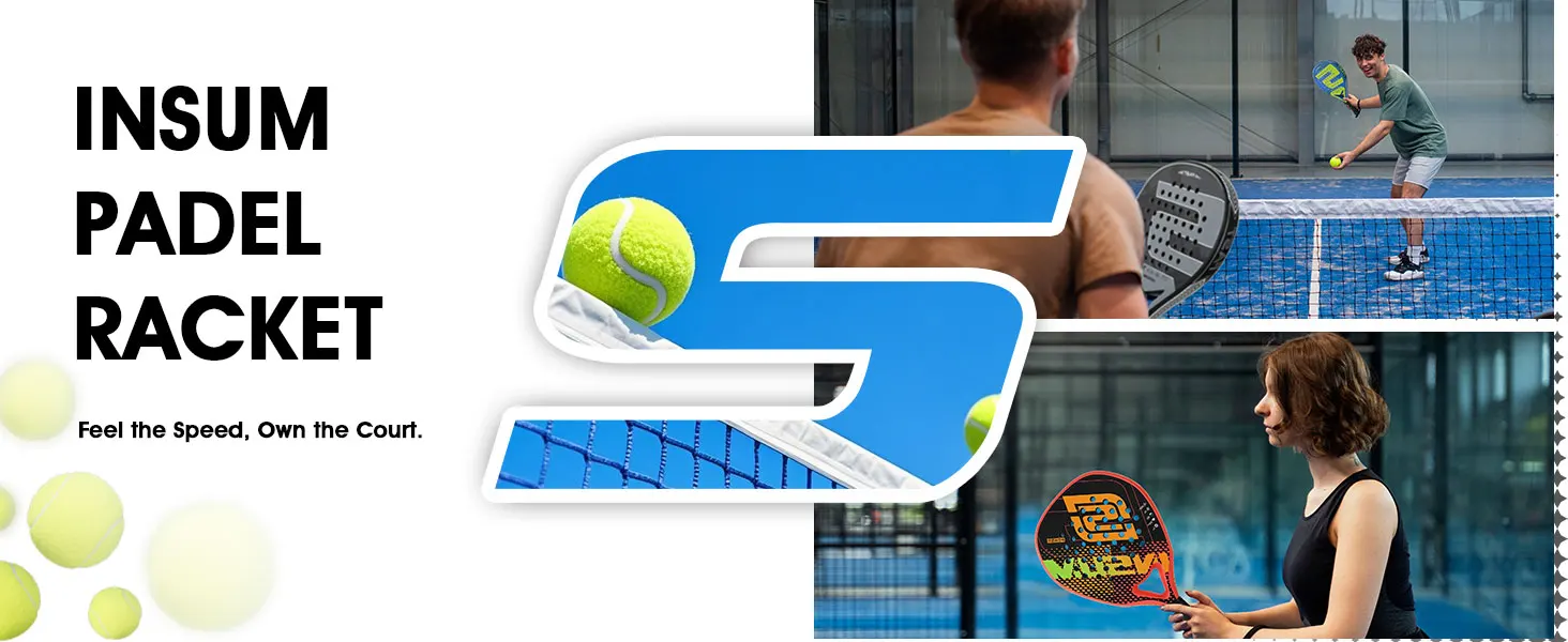 INSUM Fast Padel Racket Series 2026 Carbon Fiber Surface with EVA Memory Flex Foam Core Tennis Racket for Adults and Teenagers