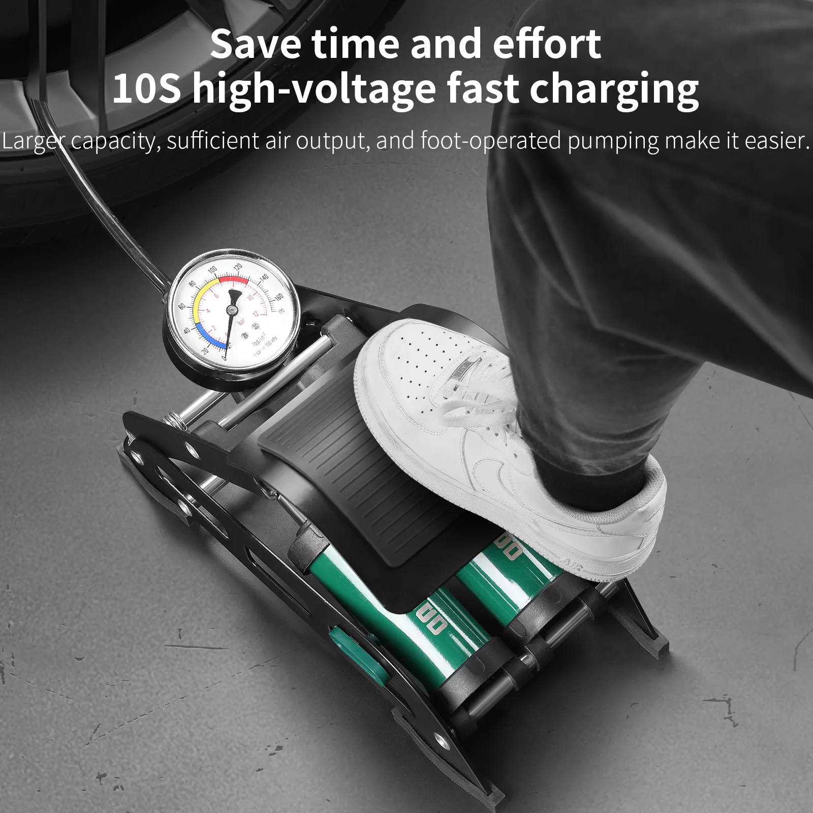 TOSUOD Foot Pump High Pressure Bicycle Pump Universal Foot Pedal Air Pump With Hose Quick Connect For All Vehicle Tires