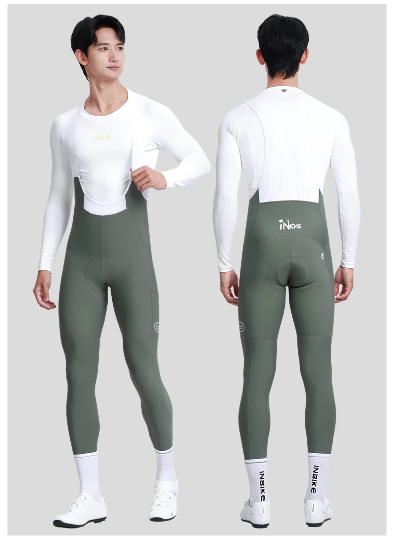 INBIKE Spring Men's Cycling Bib Pants Padding Breathable Sweat-Wicking with Pockets for Men Road Bike MTB Clothing Bicycle Pants