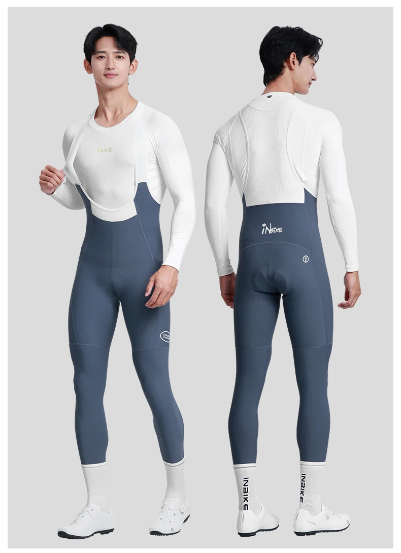INBIKE Spring Men's Cycling Bib Pants Padding Breathable Sweat-Wicking with Pockets for Men Road Bike MTB Clothing Bicycle Pants