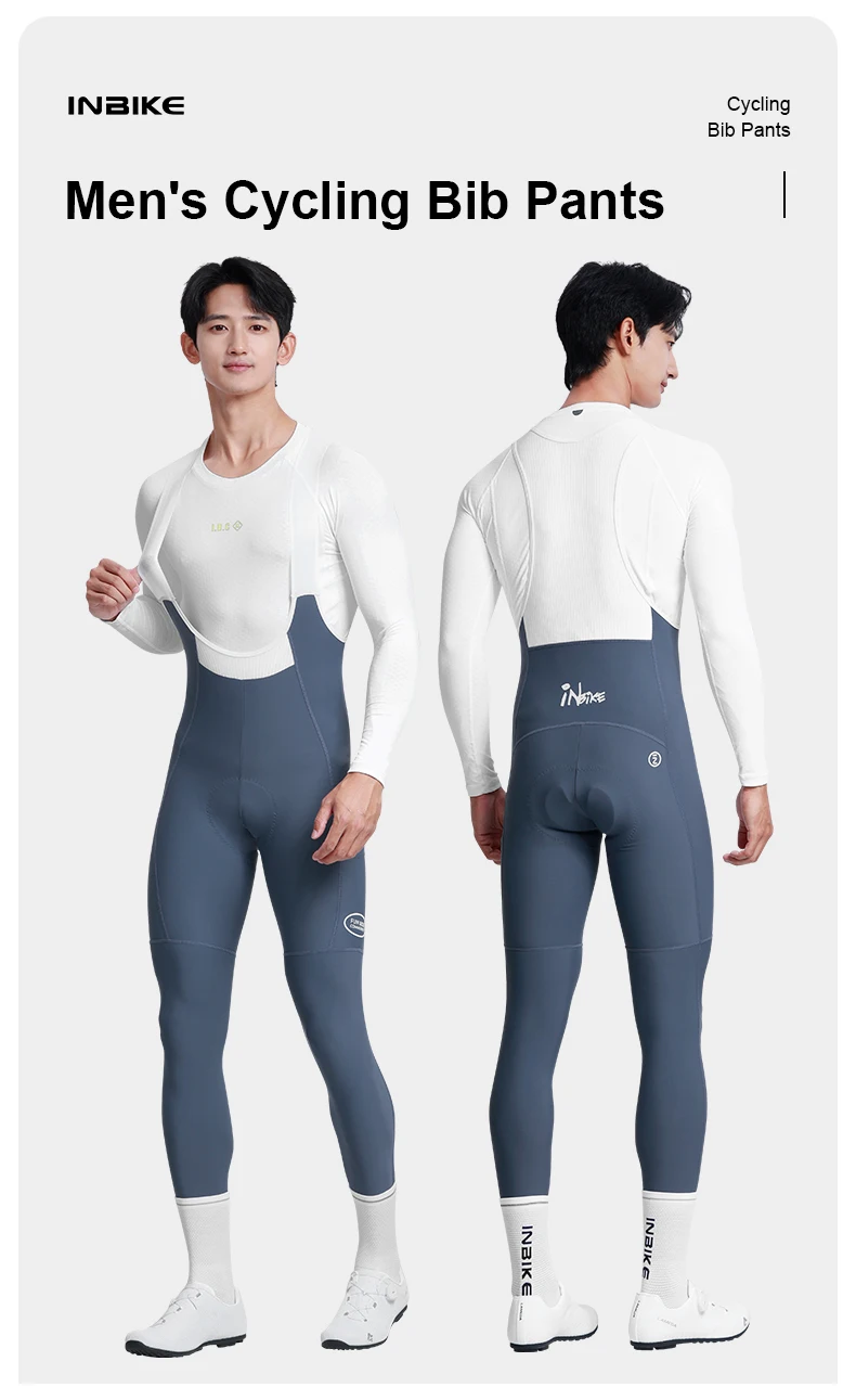 INBIKE Spring Men's Cycling Bib Pants Padding Breathable Sweat-Wicking with Pockets for Men Road Bike MTB Clothing Bicycle Pants