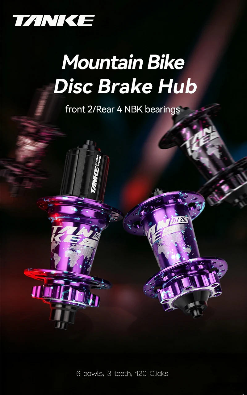 TANKE MTB 120 Click Hub 6 Bearing Bike Front Rear 32 36 Holes Disc Brake QR Bicycle mass thunder Noisy Cube HG 6 Pawl Hubs TH390