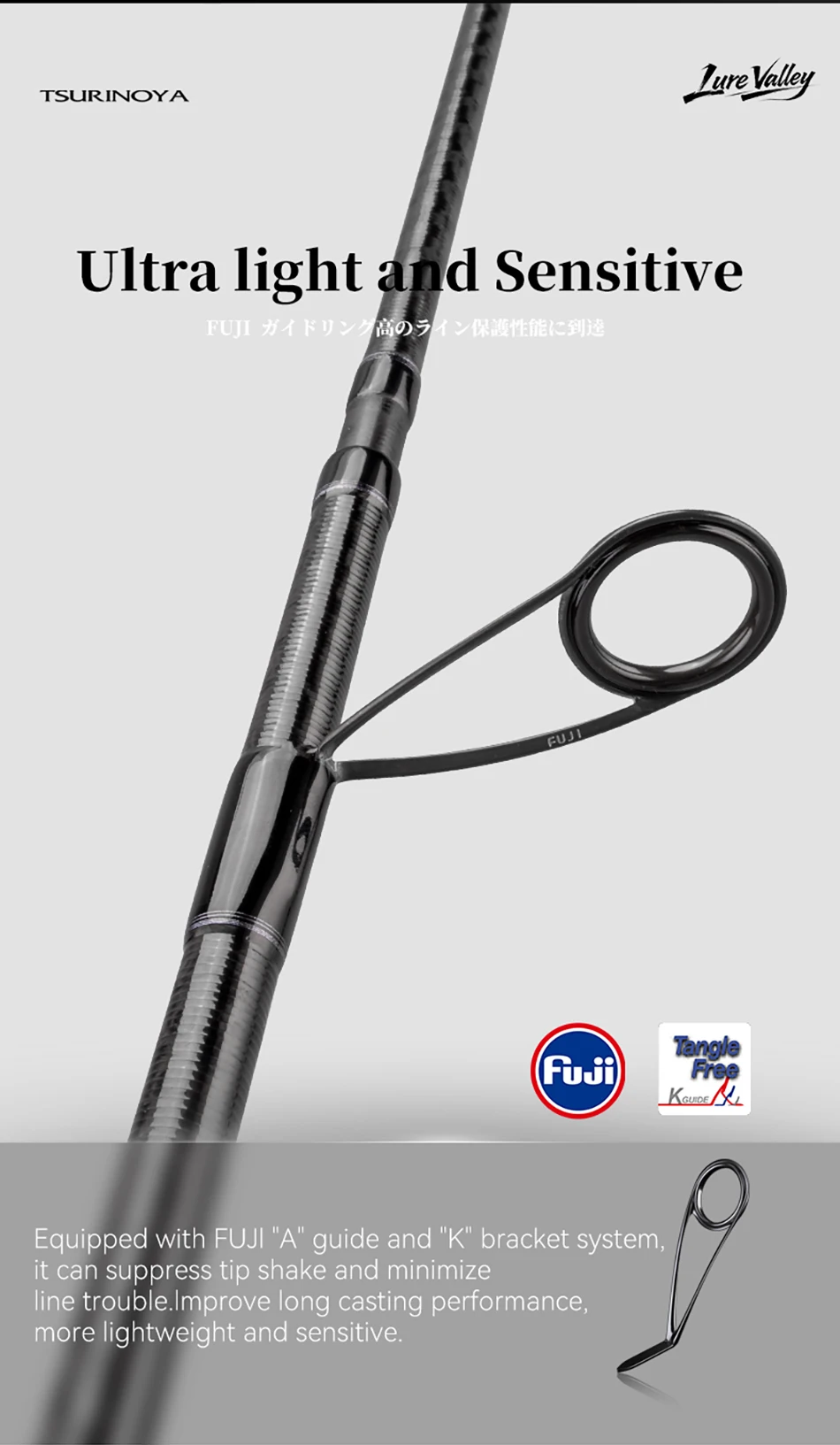 TSURINOYA Travel Fishing Rod LURE VALLEY 5 Section S905M S965MH 2.7m 2.9m FUJI SIC+A Guide Action RF Spinning Rod Seabass