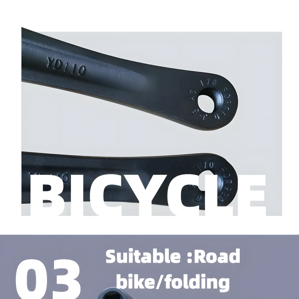 110BCD Aluminum Alloy Square Hole Bicycle Crank, Folding Bike Crankset, BMX Parts, Length 165mm, 170mm