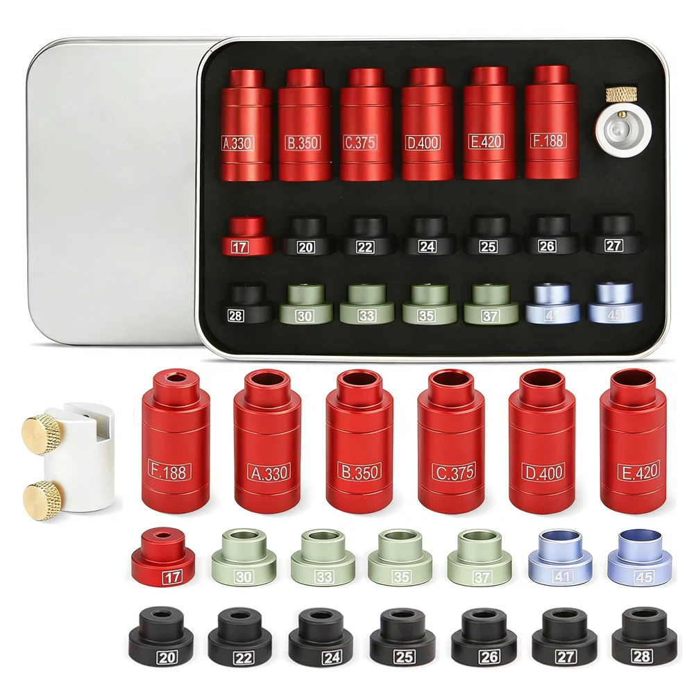 Bullet Comparator Kit Headspace Gauge Tool Set with 14 Inserts and 6 Bushings Bullet Reloading Supplies Aluminum Reloading Tool