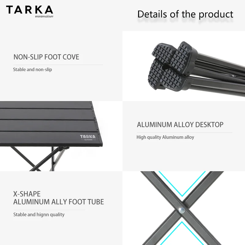TARKA Ultralight Portable Folding Camping Table for Outdoor Picnic BBQ High Strength Aluminum Portable Desk