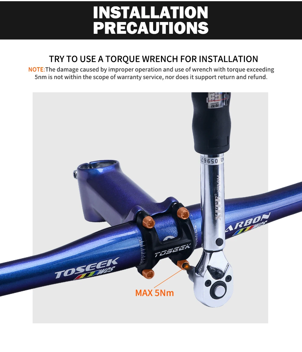 TOSEEK Chameleon Color Carbon Fiber Mountain Bike Handlebar Riser Handlebar Flat Handlebar Bicycle Accessories Light & Strong