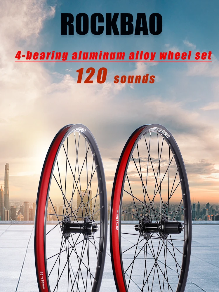 ROCKBAO Mountain Bike Wheelset 24/26/27.5/700C Disc Brake 4Bearings 7-11speed Quick Release 29er 120sounds MTB Bicycle Wheel