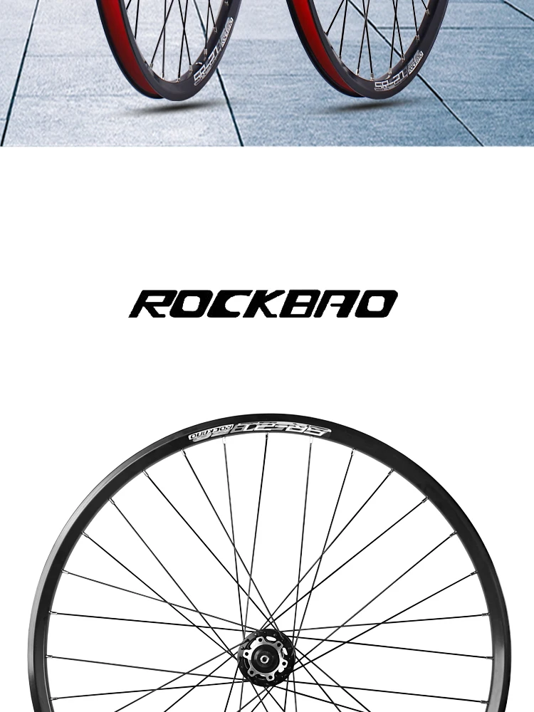 ROCKBAO Mountain Bike Wheelset 24/26/27.5/700C Disc Brake 4Bearings 7-11speed Quick Release 29er 120sounds MTB Bicycle Wheel