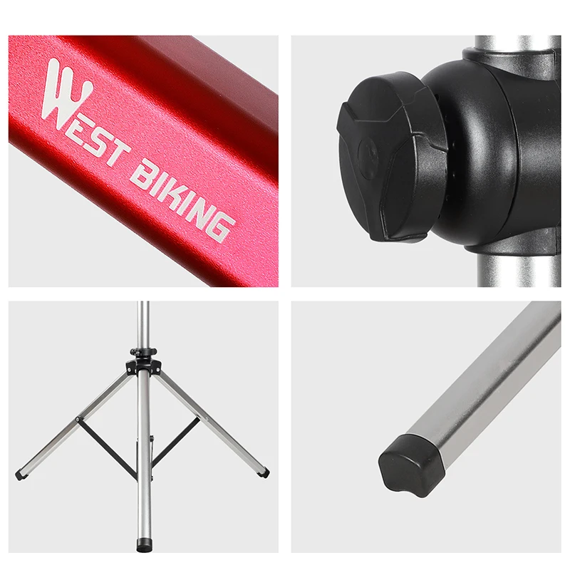 WEST BIKING Bike Repair Stand Adjustable Foldable Aluminum Alloy MTB Road Bicycle Maintenance Holder Stable Bike Rack With Tray