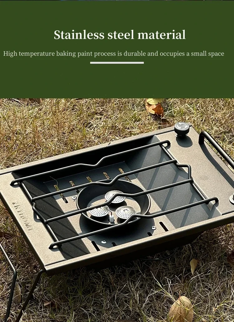 8000W IGT Gas Sinking Stove 3 Burner Stainless Steel Portable Camping Stove Desktop Brazier Grill Windproof Butane Propane