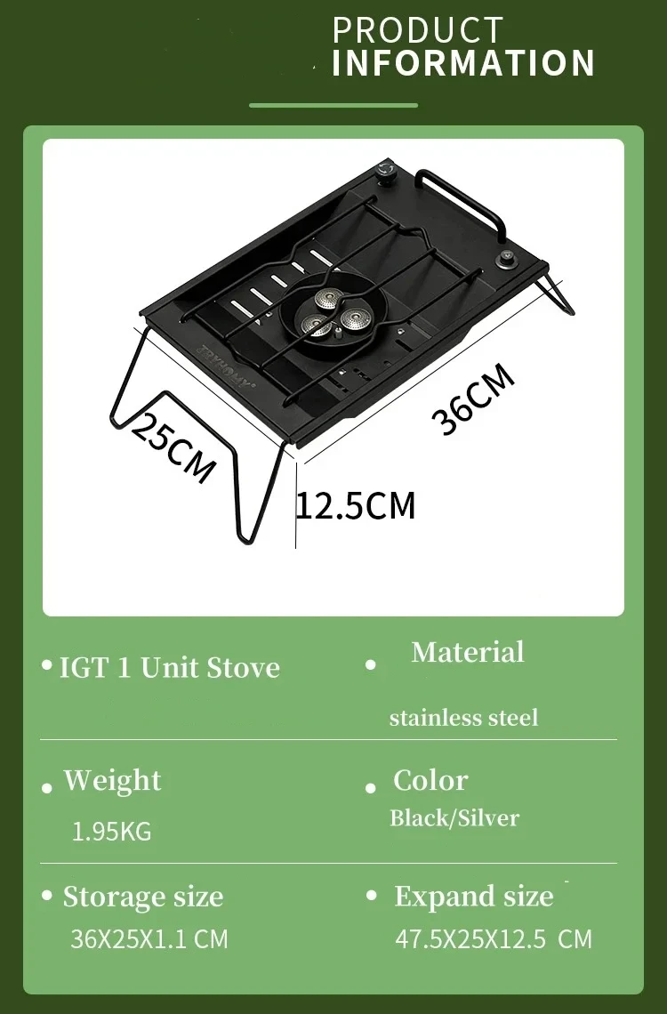 8000W IGT Gas Sinking Stove 3 Burner Stainless Steel Portable Camping Stove Desktop Brazier Grill Windproof Butane Propane