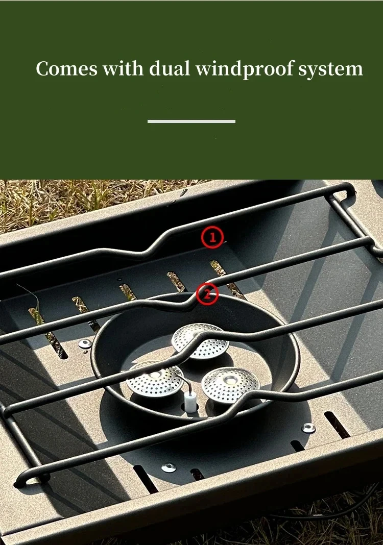 8000W IGT Gas Sinking Stove 3 Burner Stainless Steel Portable Camping Stove Desktop Brazier Grill Windproof Butane Propane