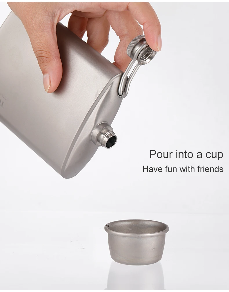 Tiartisan Titanium 260ml Alcohol Flask Outdoor Camping Ultralight Portable Whiskey Wine Bottle With Funnel