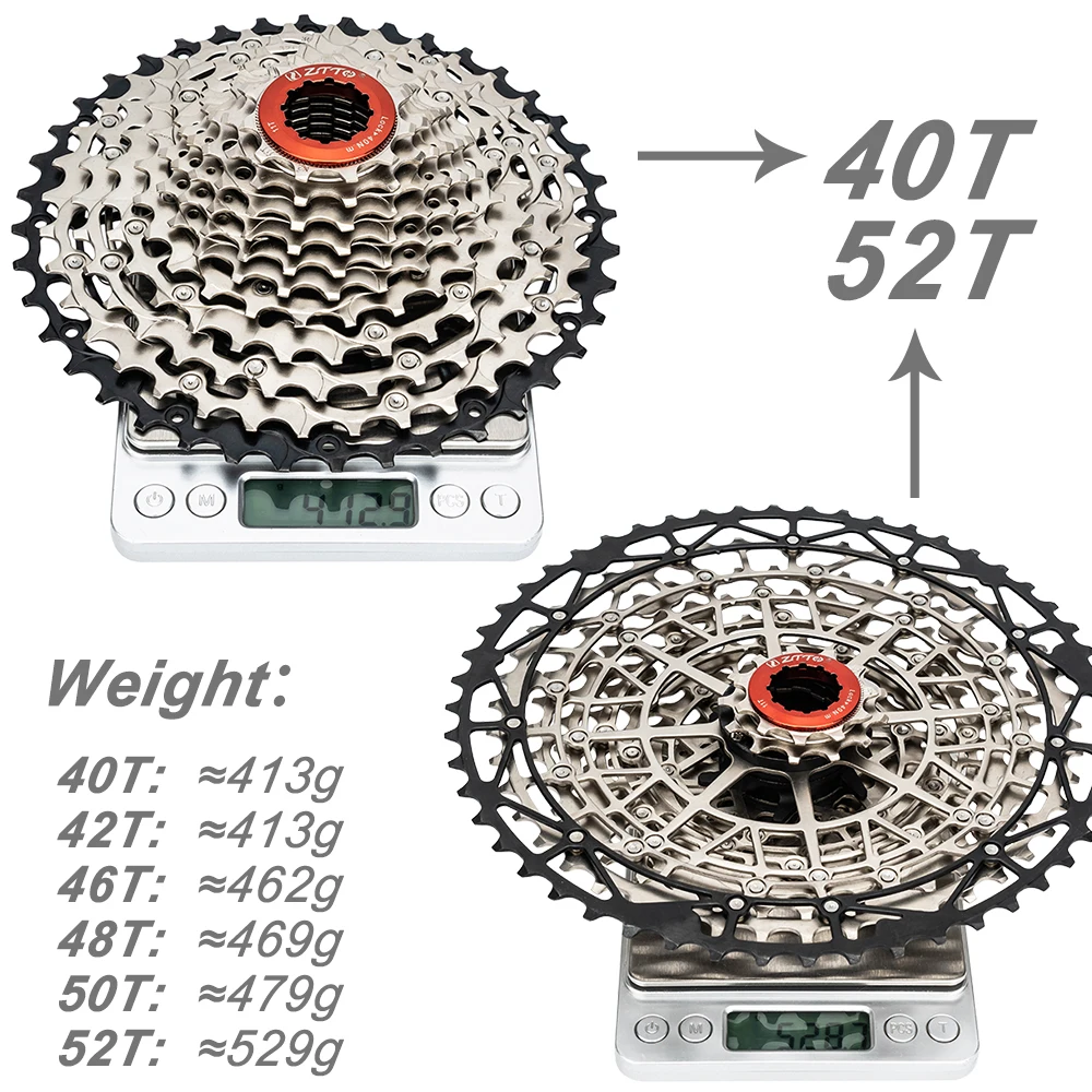 ZTTO 11 Speed Mountain Bike Freewheel Bicycle Cassette 11S 11-50T 40 42 46 52T MTB HG Hub 11S Gravel Bike Sprocket XX1 gx m9000