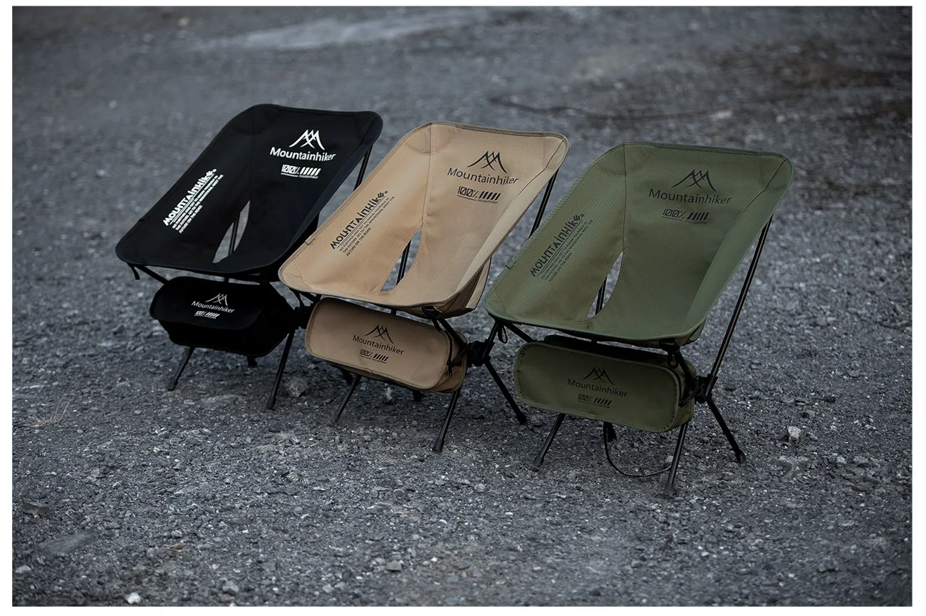 MOUNTAINHIKER Ultra Light Portable Folding Moon Chair Aluminum Alloy Outdoor Bench for Camping Hiking Fishing in Green Black Kha
