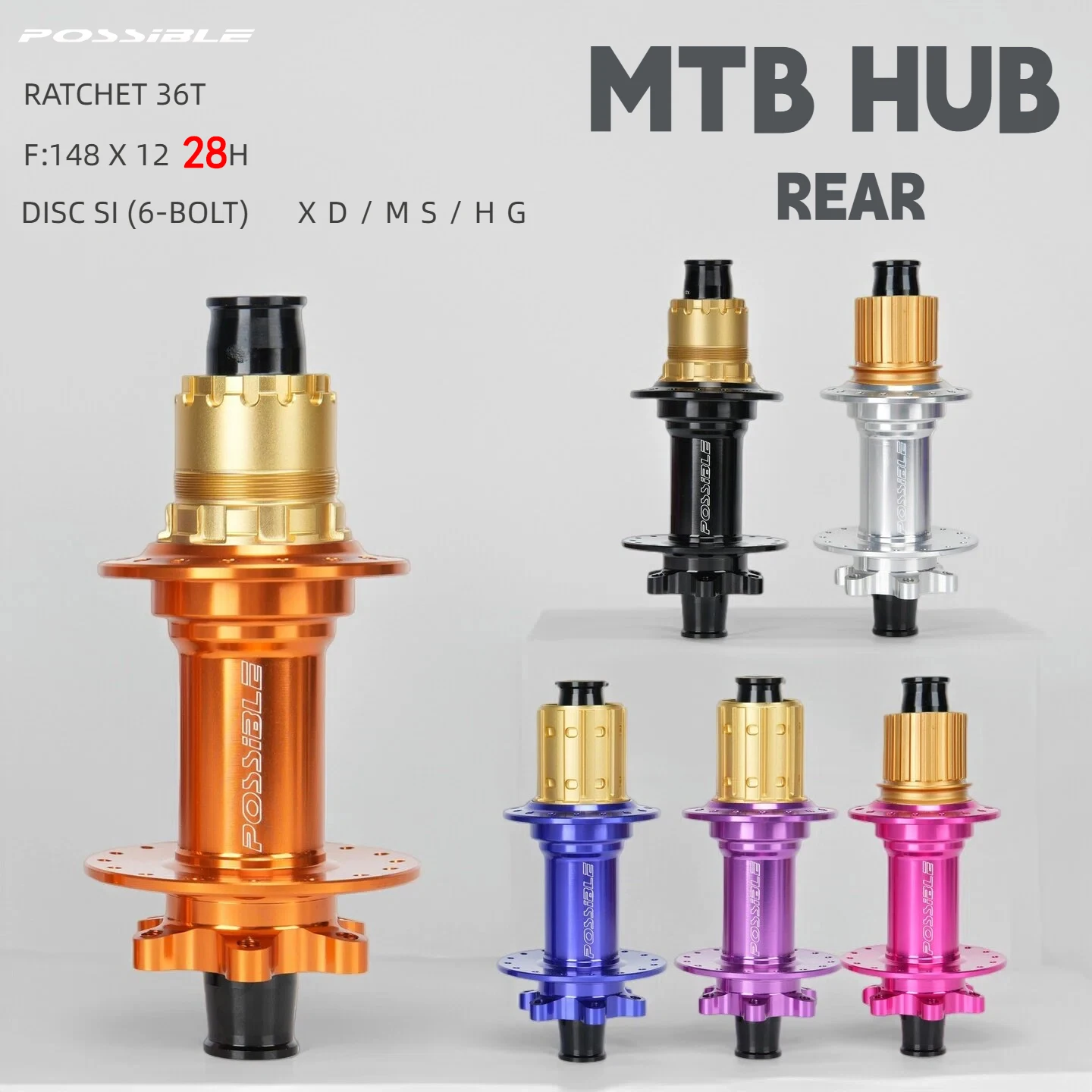 6 Colors Available 28H 36T MTB Rear Hub Super Lightweight CNC Alloy Boost 148mm Mountain Bike Compatible With XD HG MS Freewheel