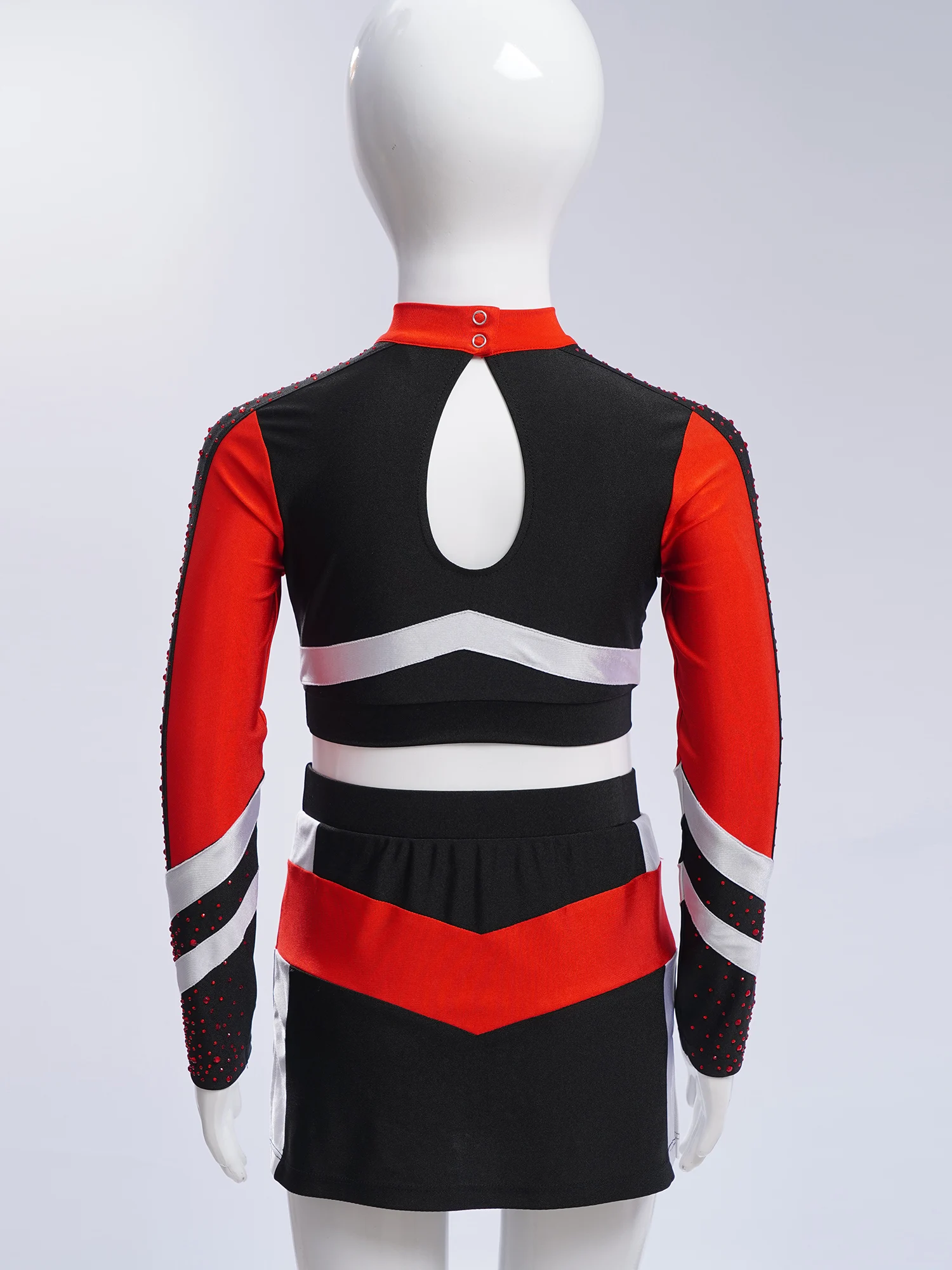 Children Cheer Dance Outfits Schoolgirls Cheerleader Costumes Cheerleading Suits Kids Cheering Team Uniforms with Flower Balls