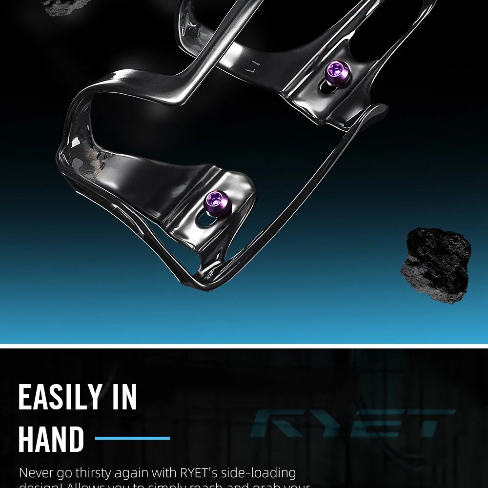 RYET Full Carbon Bike Bottle Cage 25g Ultra Light Side-Loading Design with Rainbow Screw for Road MTB Cycling