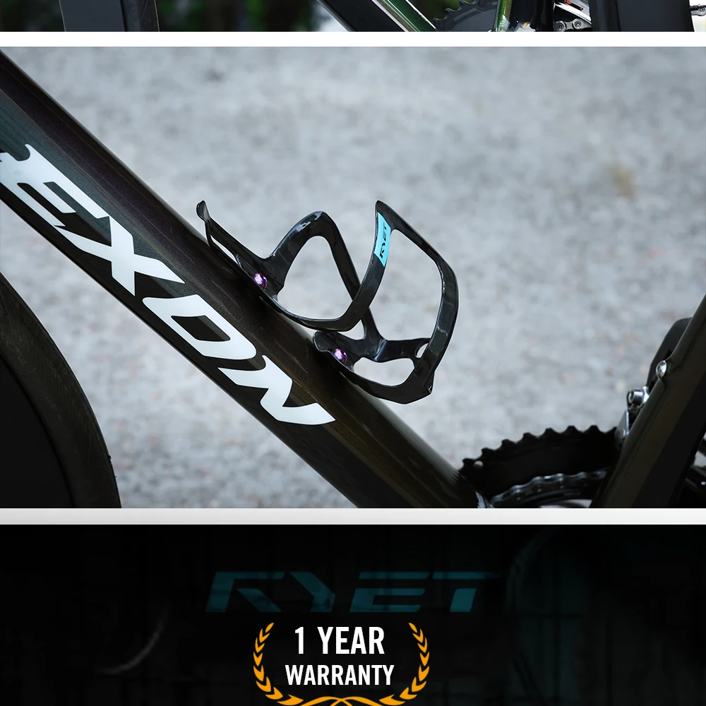 RYET Full Carbon Bike Bottle Cage 25g Ultra Light Side-Loading Design with Rainbow Screw for Road MTB Cycling