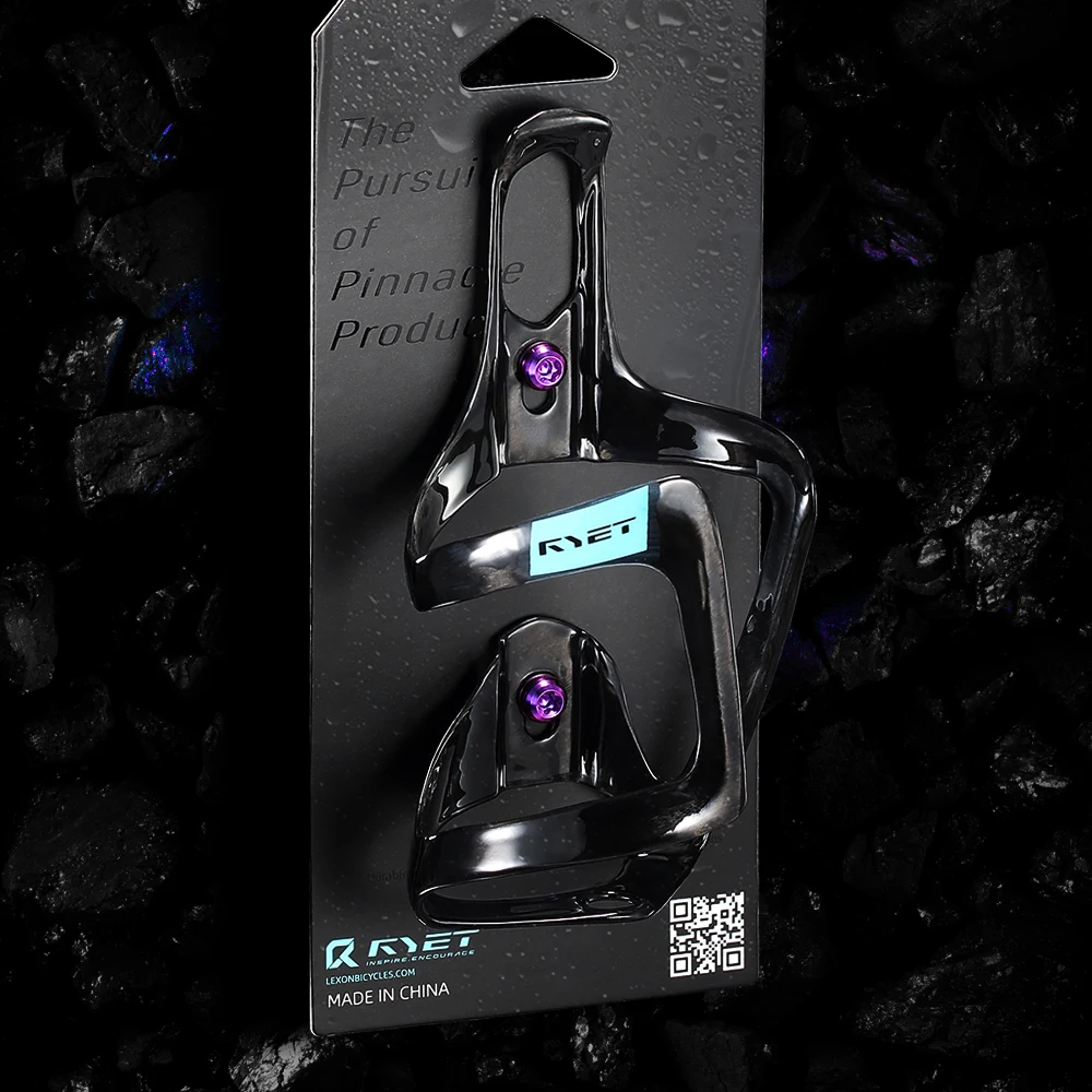 RYET Full Carbon Bike Bottle Cage 25g Ultra Light Side-Loading Design with Rainbow Screw for Road MTB Cycling