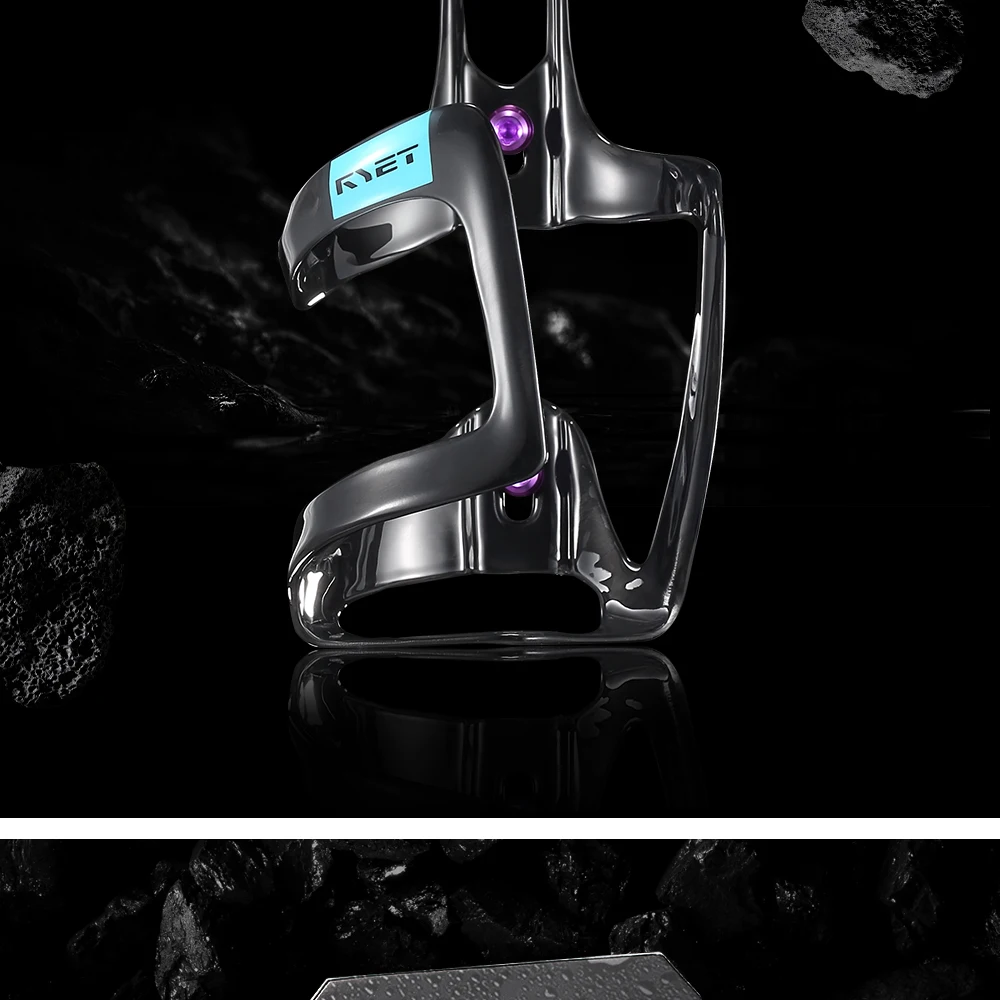 RYET Full Carbon Bike Bottle Cage 25g Ultra Light Side-Loading Design with Rainbow Screw for Road MTB Cycling