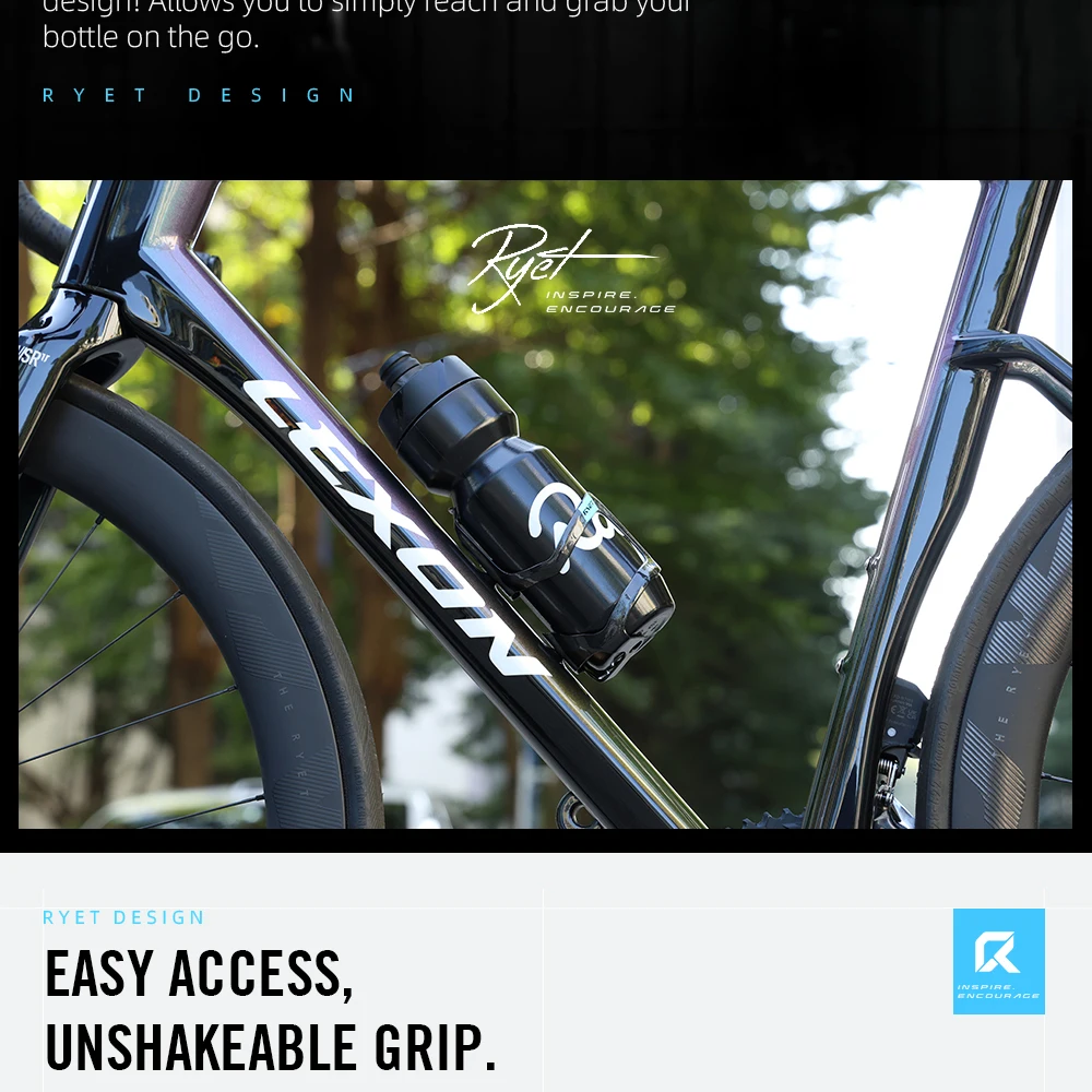 RYET Full Carbon Bike Bottle Cage 25g Ultra Light Side-Loading Design with Rainbow Screw for Road MTB Cycling