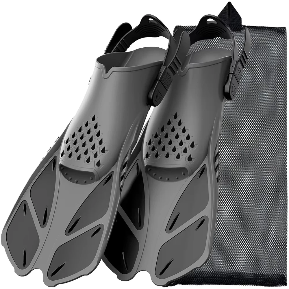Adjustable Snorkel Fins for Adults and Teens Soft Silicone Diving Fins Comfortable Breathable Swim Fins for Snorkeling Diving