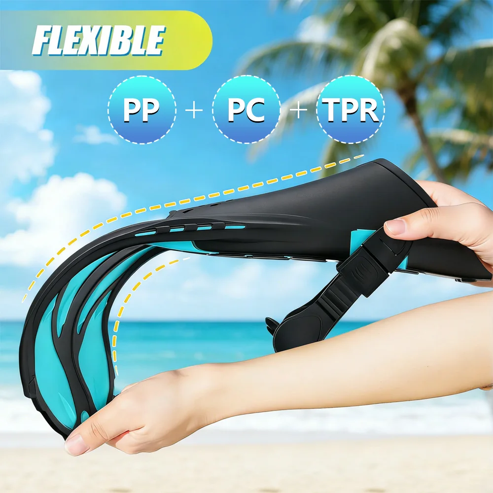 Adjustable Snorkel Fins for Adults and Teens Soft Silicone Diving Fins Comfortable Breathable Swim Fins for Snorkeling Diving