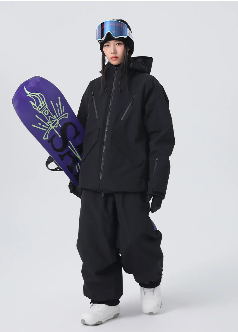 2026 Searipe New Women's Snowboard Skiing Suit with Cotton Insulation, Men's Loose Winter Waterproof 3L Professional Skiing Suit