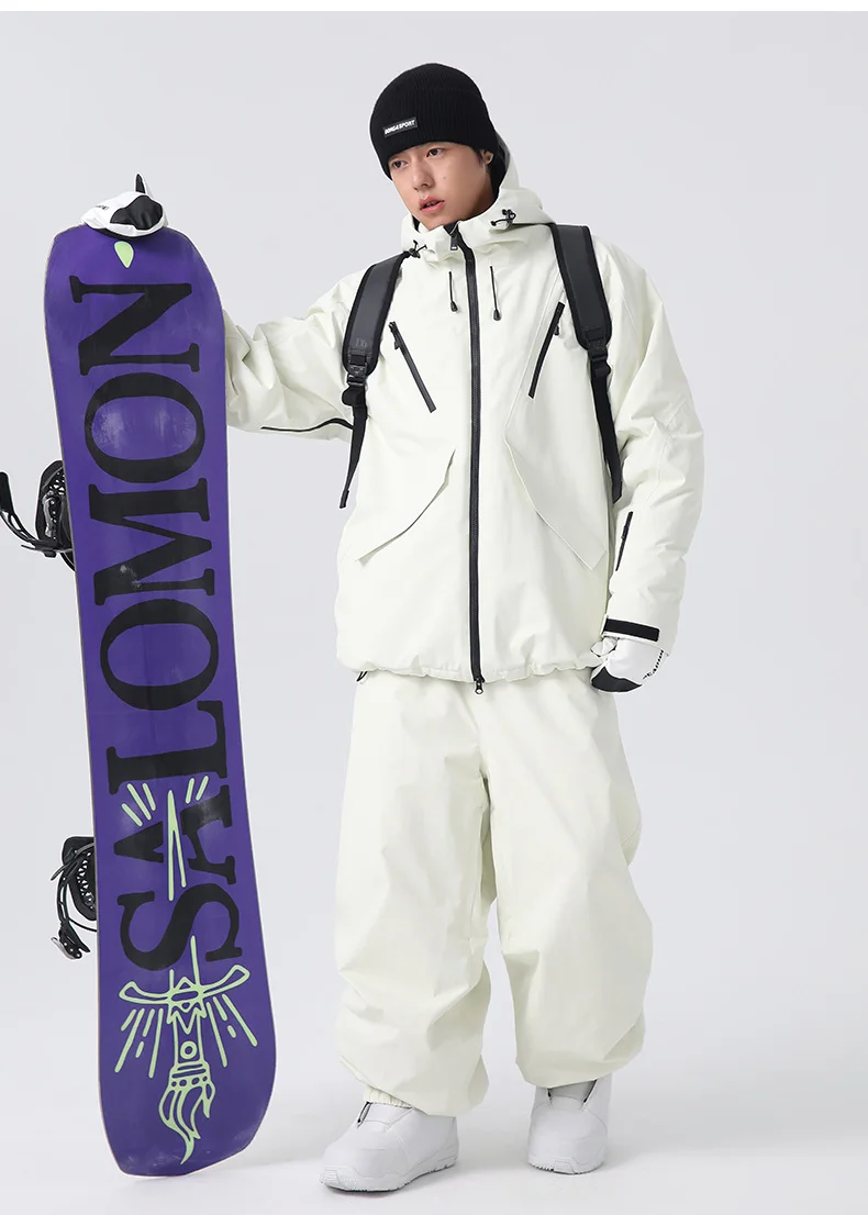 2026 Searipe New Women's Snowboard Skiing Suit with Cotton Insulation, Men's Loose Winter Waterproof 3L Professional Skiing Suit