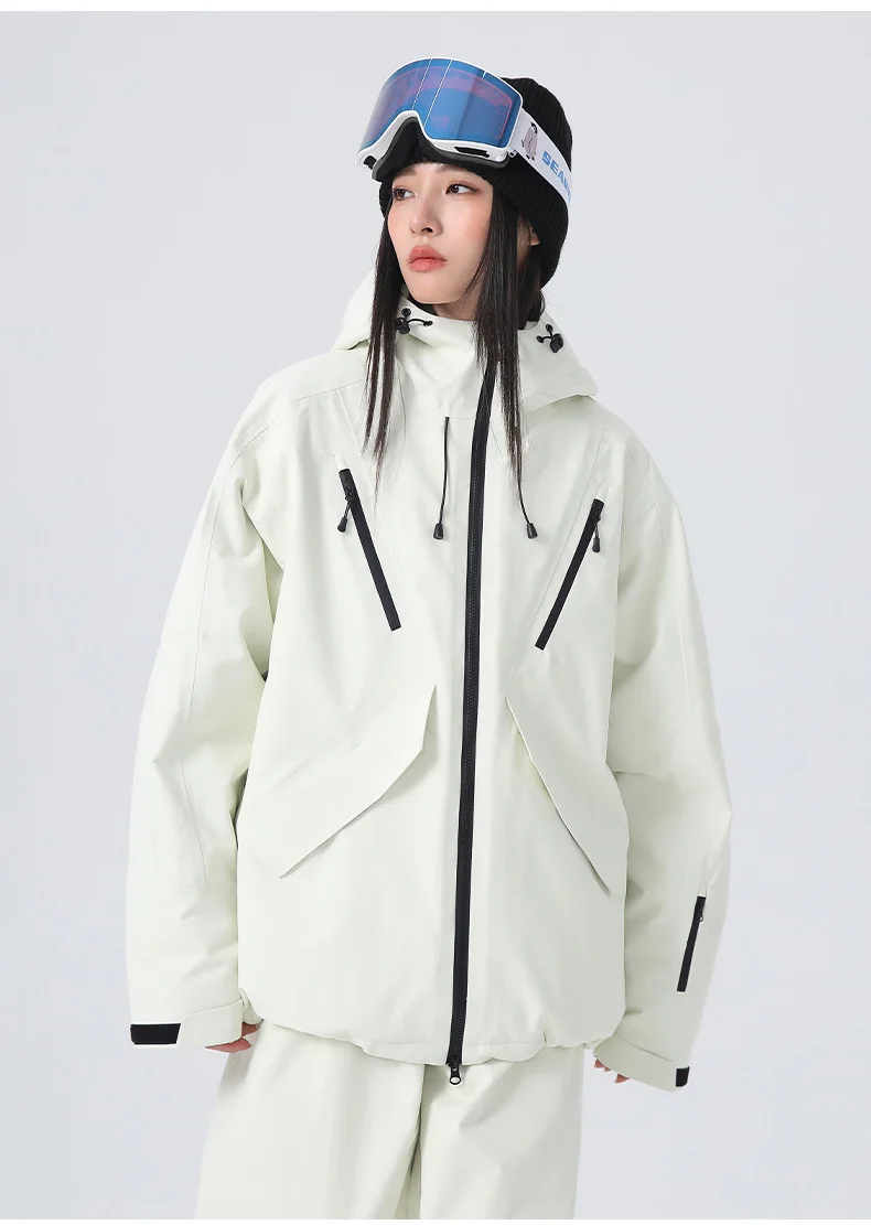 2026 Searipe New Women's Snowboard Skiing Suit with Cotton Insulation, Men's Loose Winter Waterproof 3L Professional Skiing Suit