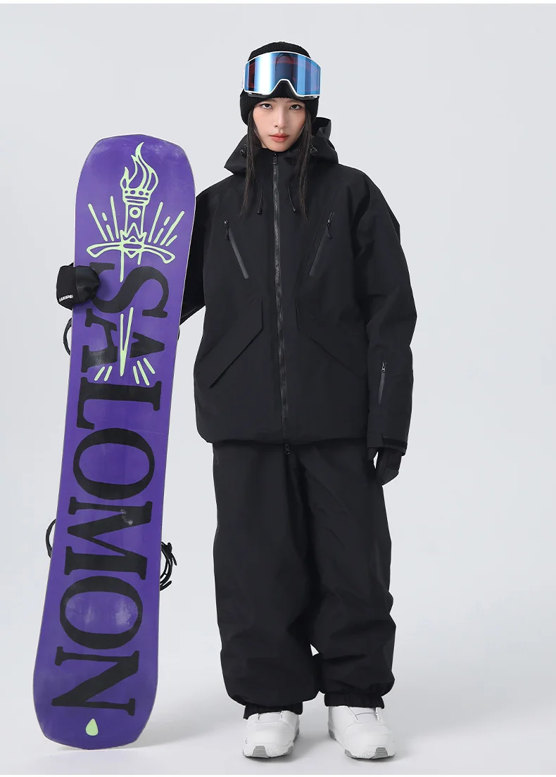 2026 Searipe New Women's Snowboard Skiing Suit with Cotton Insulation, Men's Loose Winter Waterproof 3L Professional Skiing Suit