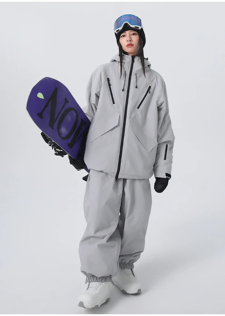 2026 Searipe New Women's Snowboard Skiing Suit with Cotton Insulation, Men's Loose Winter Waterproof 3L Professional Skiing Suit