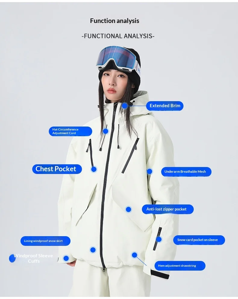2026 Searipe New Women's Snowboard Skiing Suit with Cotton Insulation, Men's Loose Winter Waterproof 3L Professional Skiing Suit