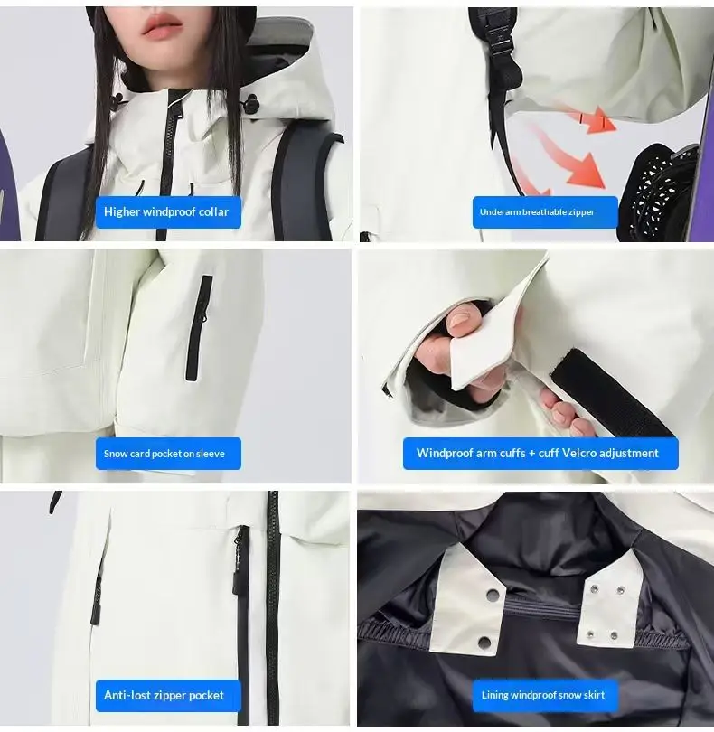 2026 Searipe New Women's Snowboard Skiing Suit with Cotton Insulation, Men's Loose Winter Waterproof 3L Professional Skiing Suit