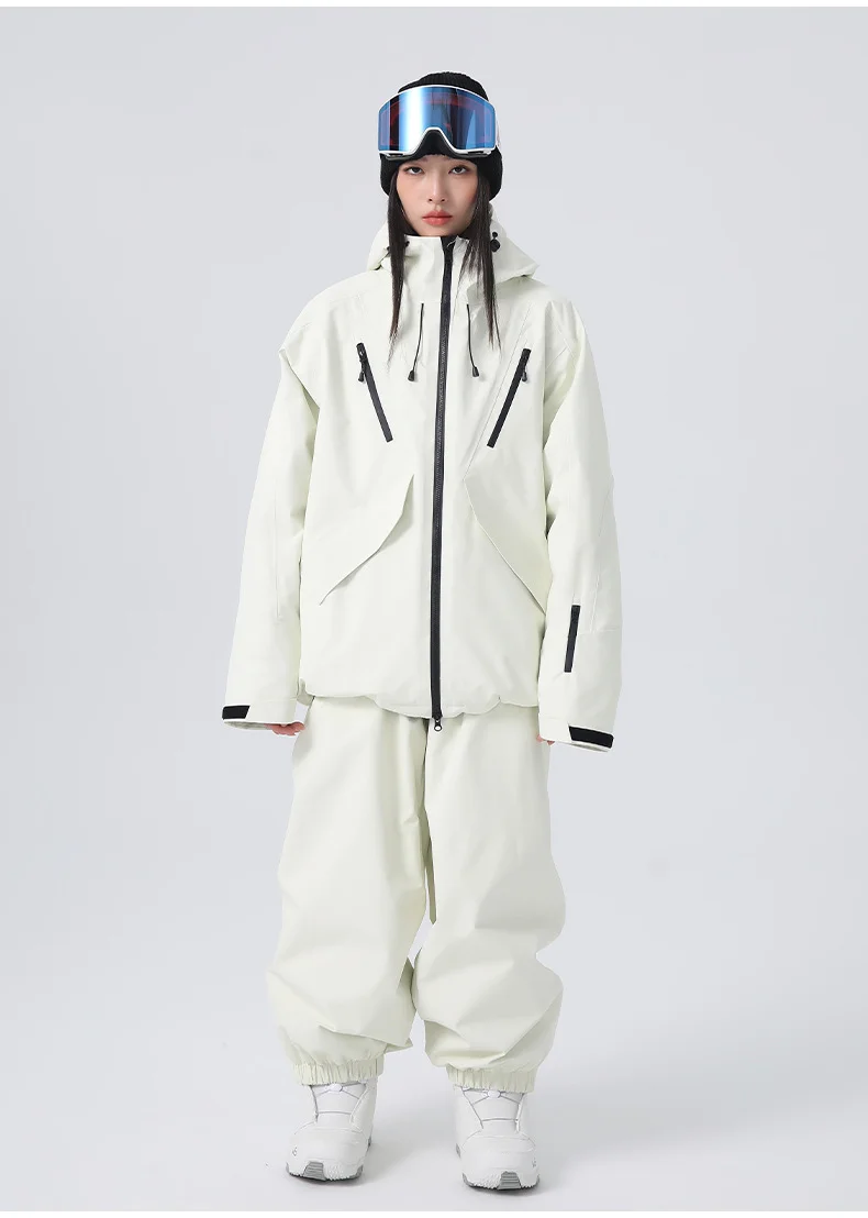 2026 Searipe New Women's Snowboard Skiing Suit with Cotton Insulation, Men's Loose Winter Waterproof 3L Professional Skiing Suit