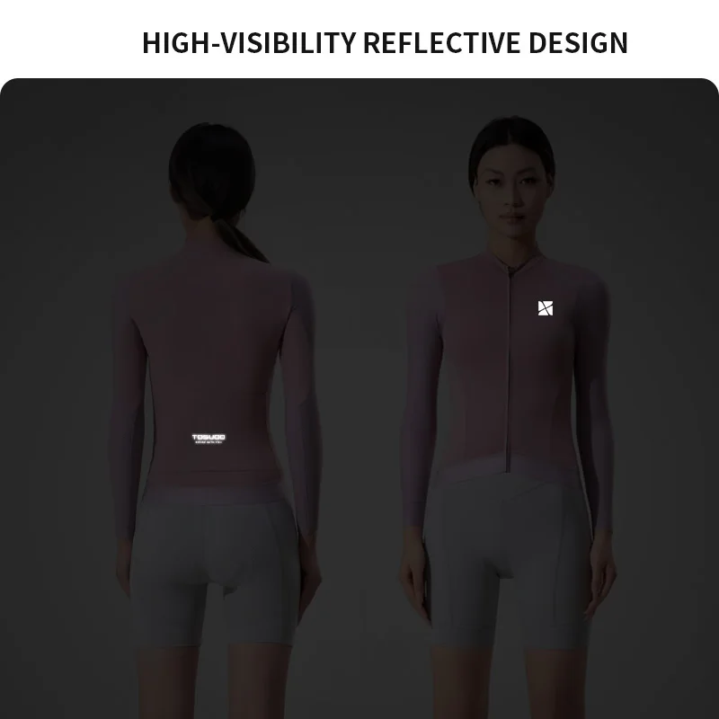 TOSUOD Women's Cycling Long Sleeve Shirt Stylish Quick-Dry Breathable Sport Top with Sun Protection Back Pocket for Bicycle