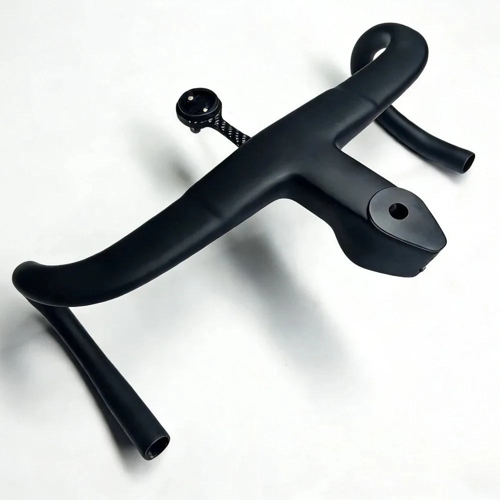 F14 Series Road Bike Handlebar, T800 Carbon Fiber Integrated Drop Bar, Built-in Garmin Wahoo Mount, Internal Routing Ultralight