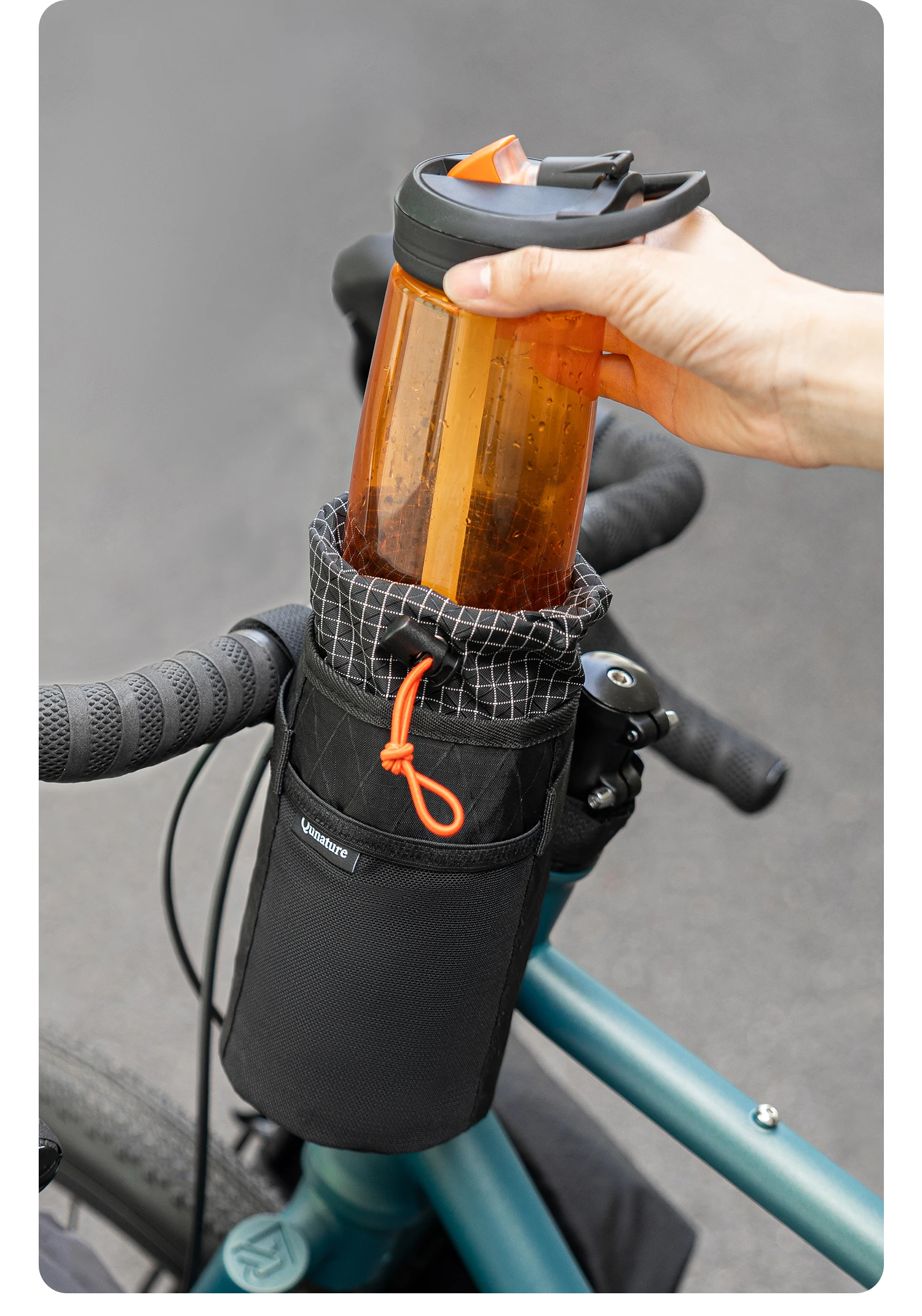 Qunature 2Pcs Bicycle Handlebar Water Bottle Bag MTB RB Front Beam Bag Insulated Cooler Folding Bike Handlebar Bag Crossbody Bag