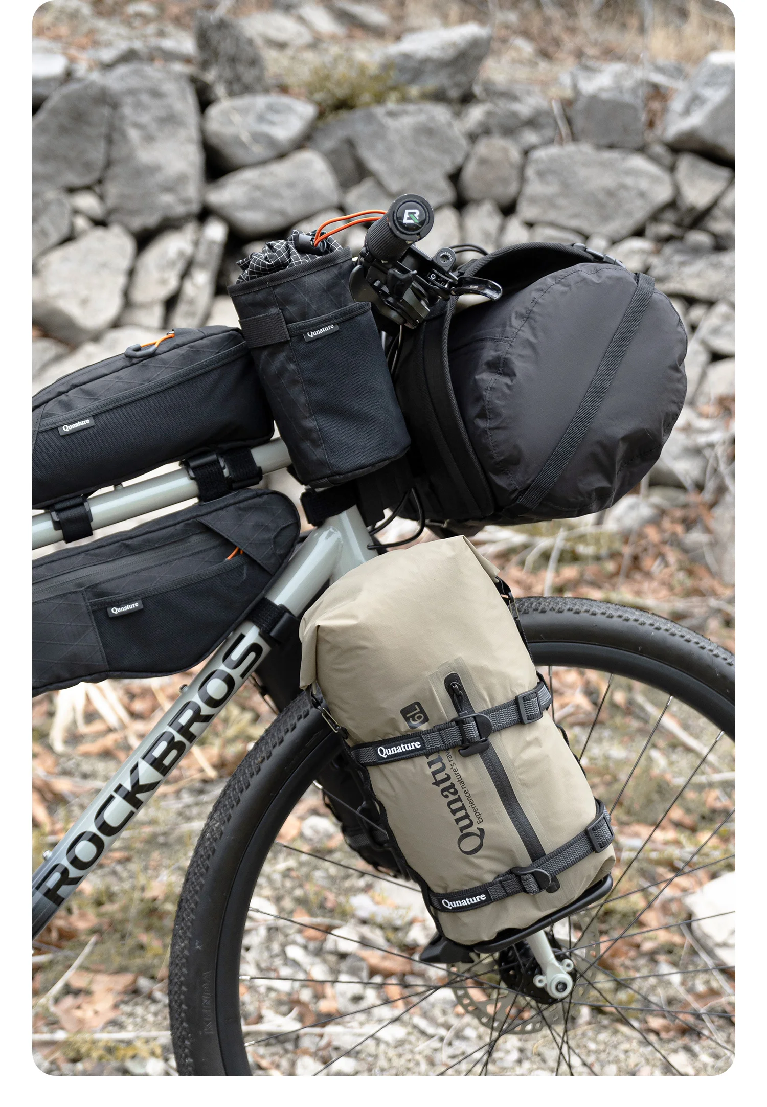 Qunature 2Pcs Bicycle Handlebar Water Bottle Bag MTB RB Front Beam Bag Insulated Cooler Folding Bike Handlebar Bag Crossbody Bag