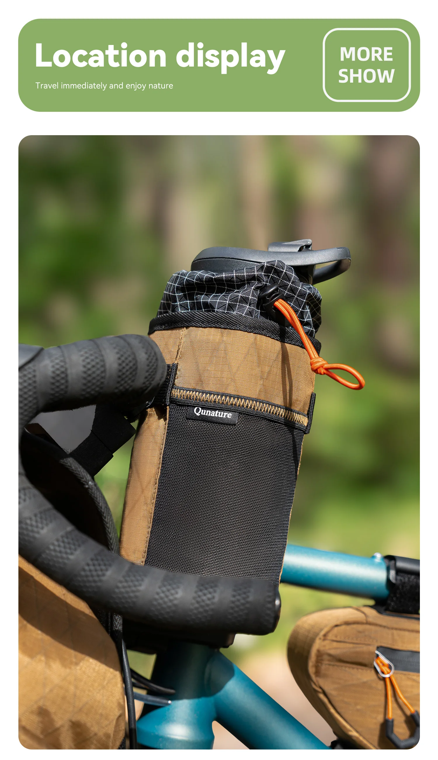 Qunature 2Pcs Bicycle Handlebar Water Bottle Bag MTB RB Front Beam Bag Insulated Cooler Folding Bike Handlebar Bag Crossbody Bag