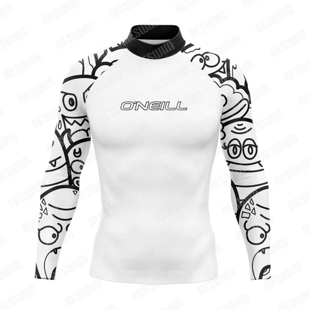2026 Funny Rash Guards Swimsuit Men's Long Sleeve Beach Surfing T-Shirt UV Protection Swimwear Boy's Sports Surf Diving Clothes