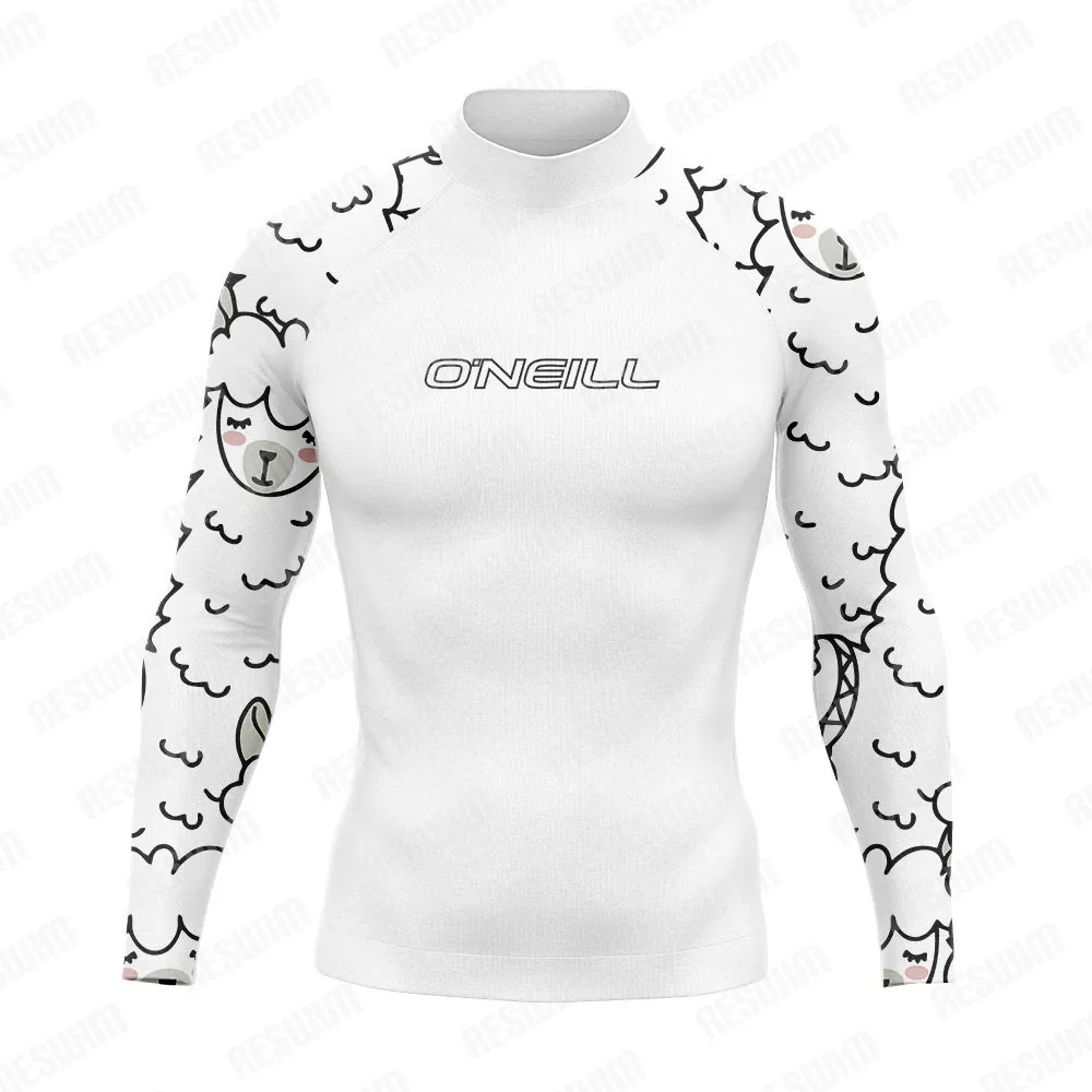 2026 Funny Rash Guards Swimsuit Men's Long Sleeve Beach Surfing T-Shirt UV Protection Swimwear Boy's Sports Surf Diving Clothes