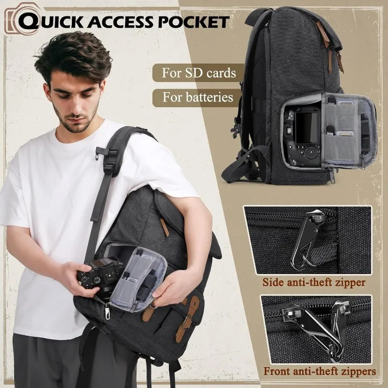 Multifunctional Dslr Camera Backpack Dual-Shoulder Photography Bag for Laptop Drone Bag with Tripod Rain Cover Access Pocket