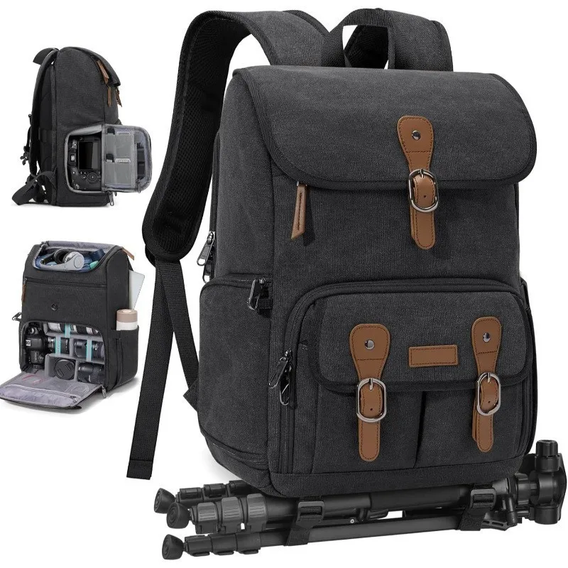 Multifunctional Dslr Camera Backpack Dual-Shoulder Photography Bag for Laptop Drone Bag with Tripod Rain Cover Access Pocket