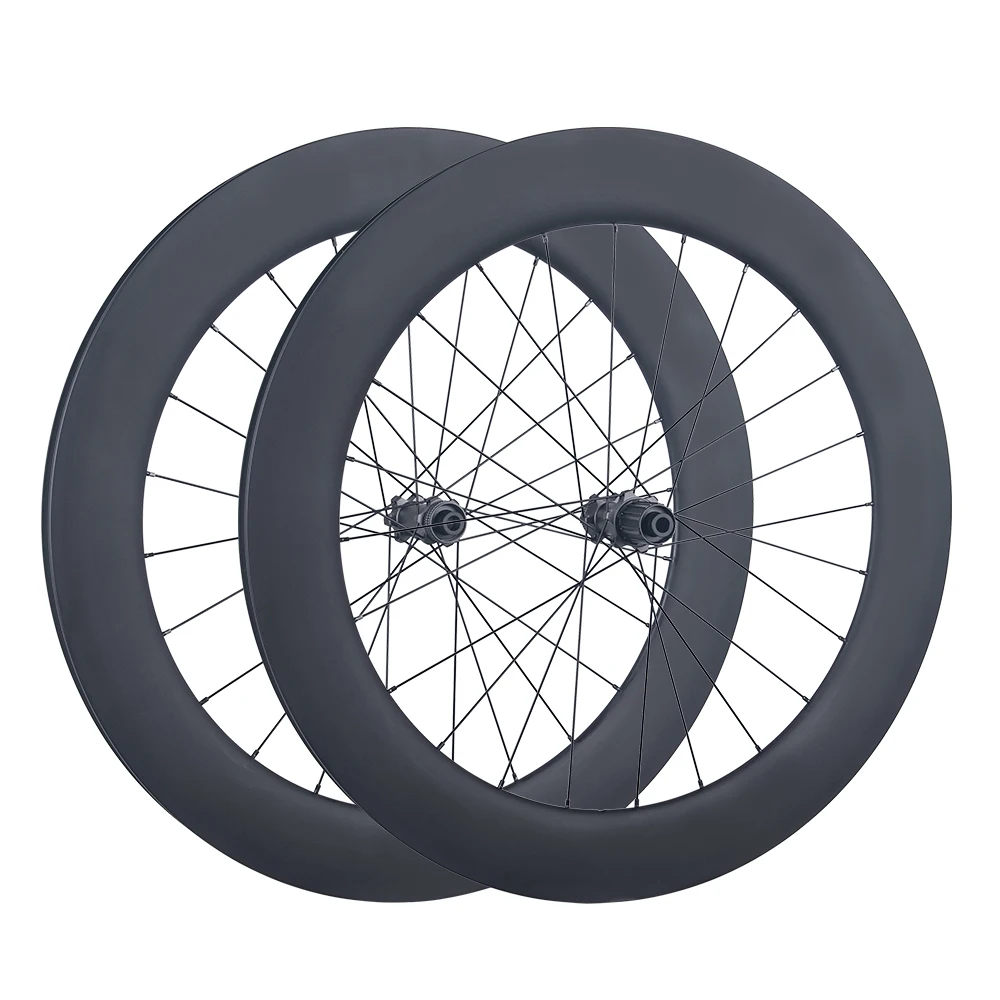 700C Road Bicycle Carbon Fiber Wheelset 24 Hole 36T Ratchet HG/XDR Hub Center-Lock Disc Brake Winter Cycling Part No Logo